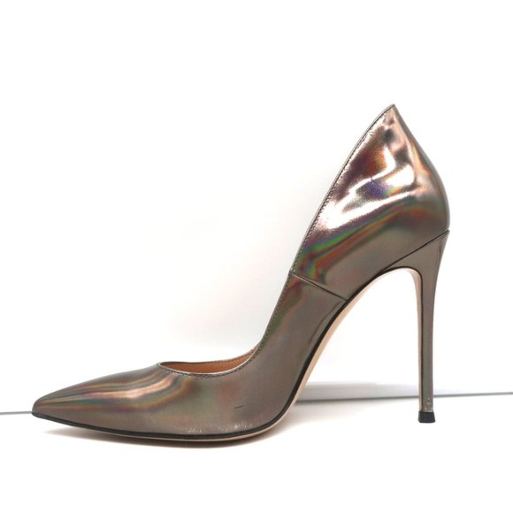 GIANVITO ROSSI ELLIPSIS HIGH BACK PUMPS HOLOGRAPHIC LEATHER SIZE 39 POINTED TOE - Picture 6 of 12